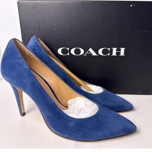 COACH Skyler Pump Stiletto Slip On Women's 6.5 B Blue Suede Pointed Toe